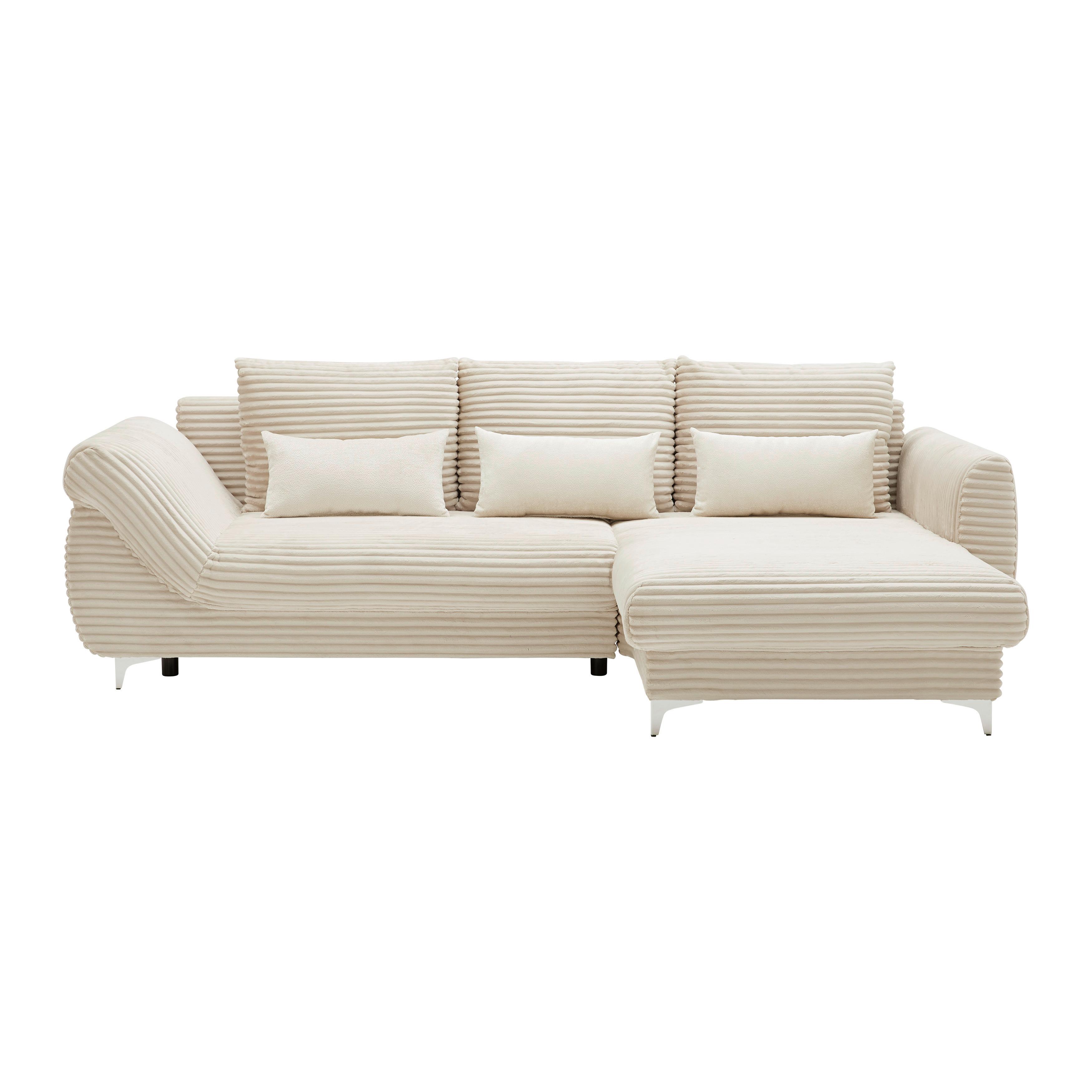 Sedačka Alantis Lux, pravá, krémová - čierna/krémová, Lifestyle, kov/drevo (263/175cm) - Mömax
