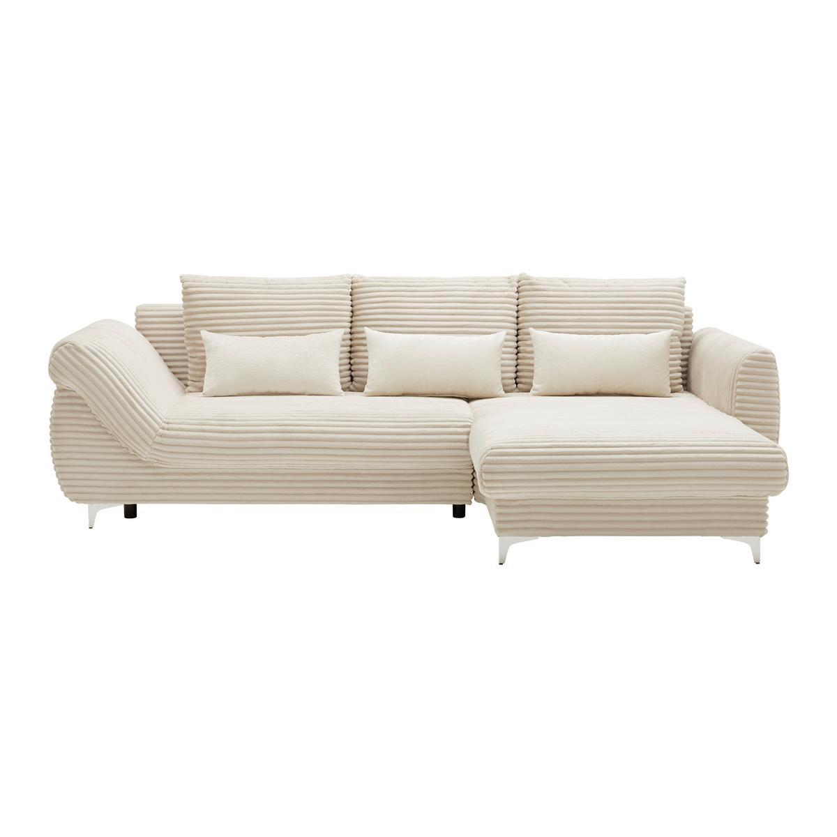 Sedačka Alantis Lux, pravá, krémová - černá/krémová, Lifestyle, kov/dřevo (263/175cm) - Mömax