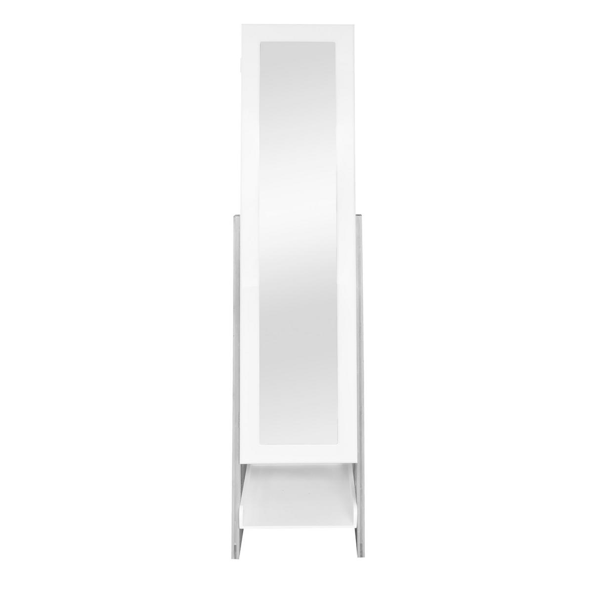 Schmuckschrank Levi Weiß H: 142 cm Stehend, Spiegel - Naturfarben/Weiß, MODERN, Glas/Holz (40/142/33cm) - MID.YOU