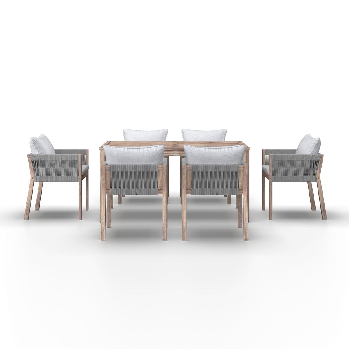 SÚPRAVA ZÁHRADNÉHO NÁBYTKU ALDINA - farba akácie/sivá, Modern, drevo/textil - Bessagi Garden