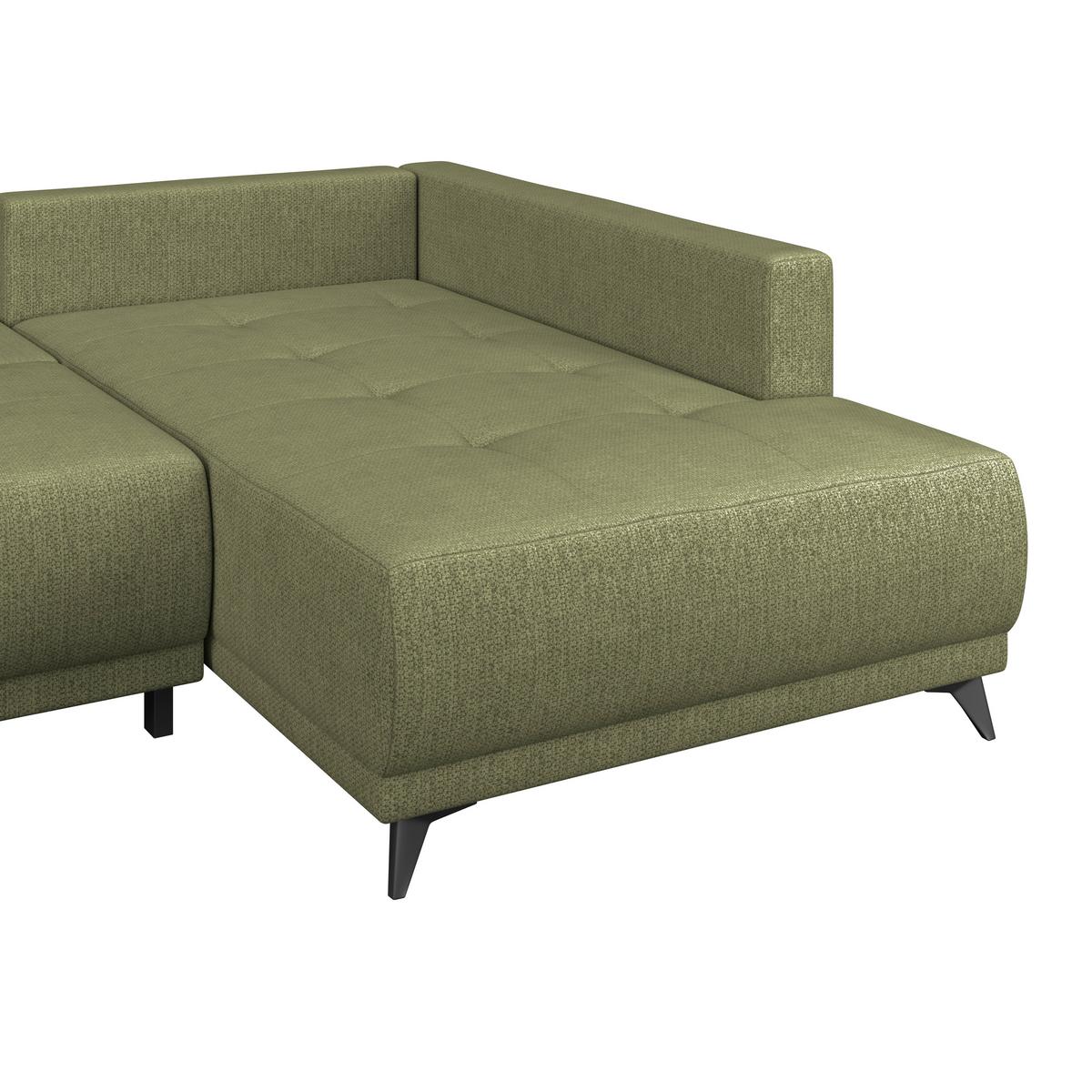 Rohová sedačka TEXAS, pravá, zelená - černá/zelená, Konvenční, dřevo (259/203cm) - Based