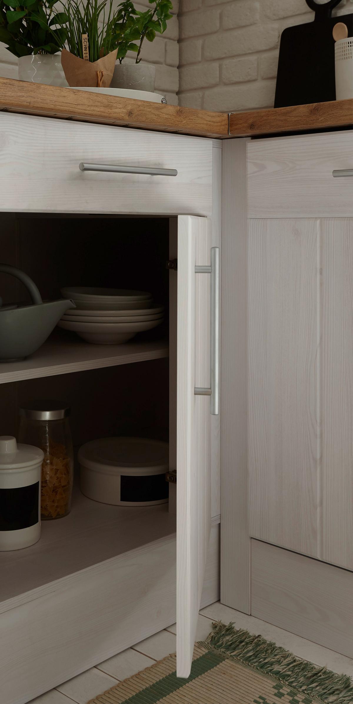 Eckküche Anton Landhaus - Wildeiche/Lärchefarben, Basics, Holzwerkstoff (250/172cm) - Respekta
