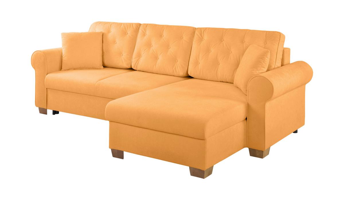 Ecksofa Arles, Gelb 35 S: 266x161 Cm - Gelb/Buchefarben, Design, Textil (266/161cm) - MID.YOU