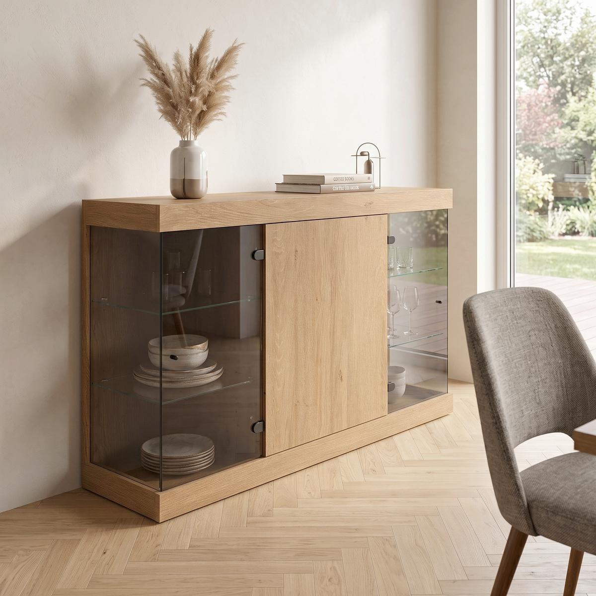 Sideboard Aretta Eichefarben B: 140 cm - Eichefarben, MODERN, Glas/Holzwerkstoff (140/91,6/41,8cm)