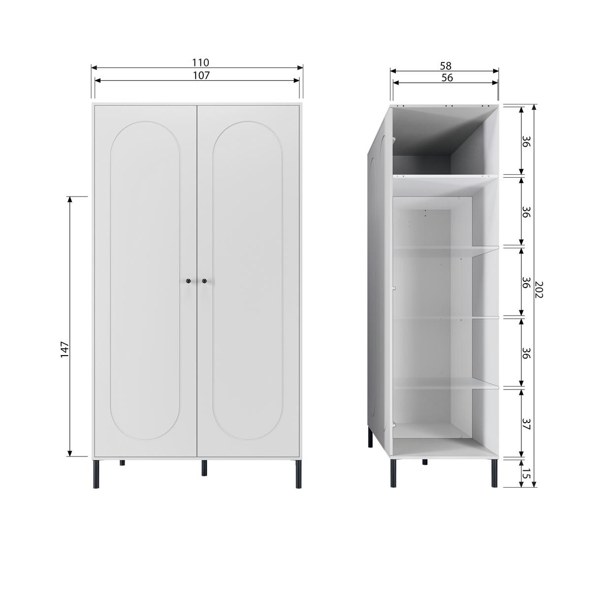 DREHTÜRENSCHRANK Xina Grau B: 110cm - Grau, Basics, Holz (110/202/58cm) - MID.YOU