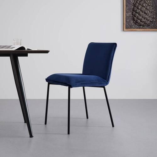 Židle DARLA tmavěmodrá - černá/tmavě modrá, Moderní, kov/dřevo (49/81/55cm) - Bessagi Home