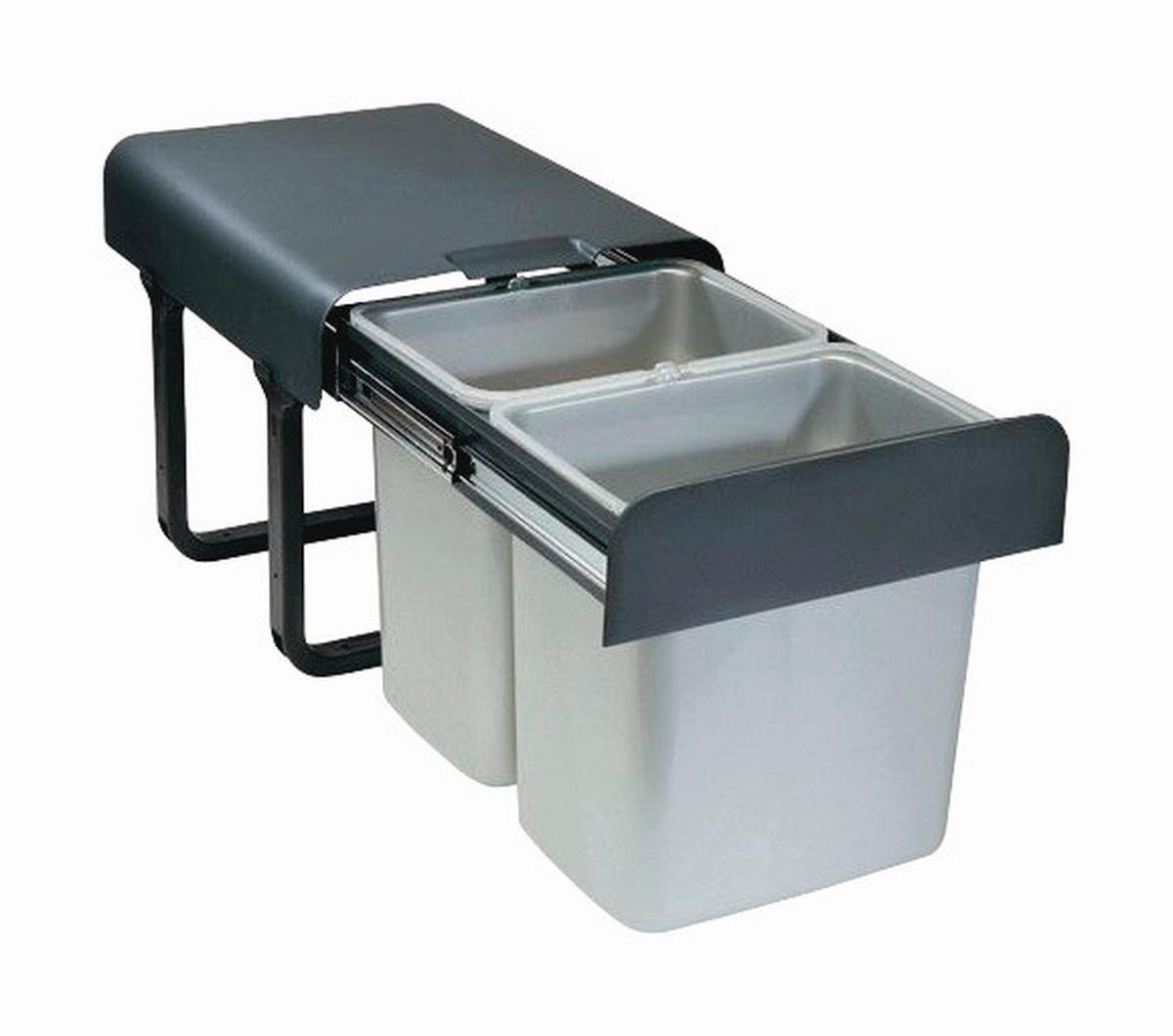 Abfallsammler Ekko 2x 16l Bxhxt 35x36x48 Cm - Dunkelgrau/Silberfarben, Kunststoff (35/36/47cm) - HKT