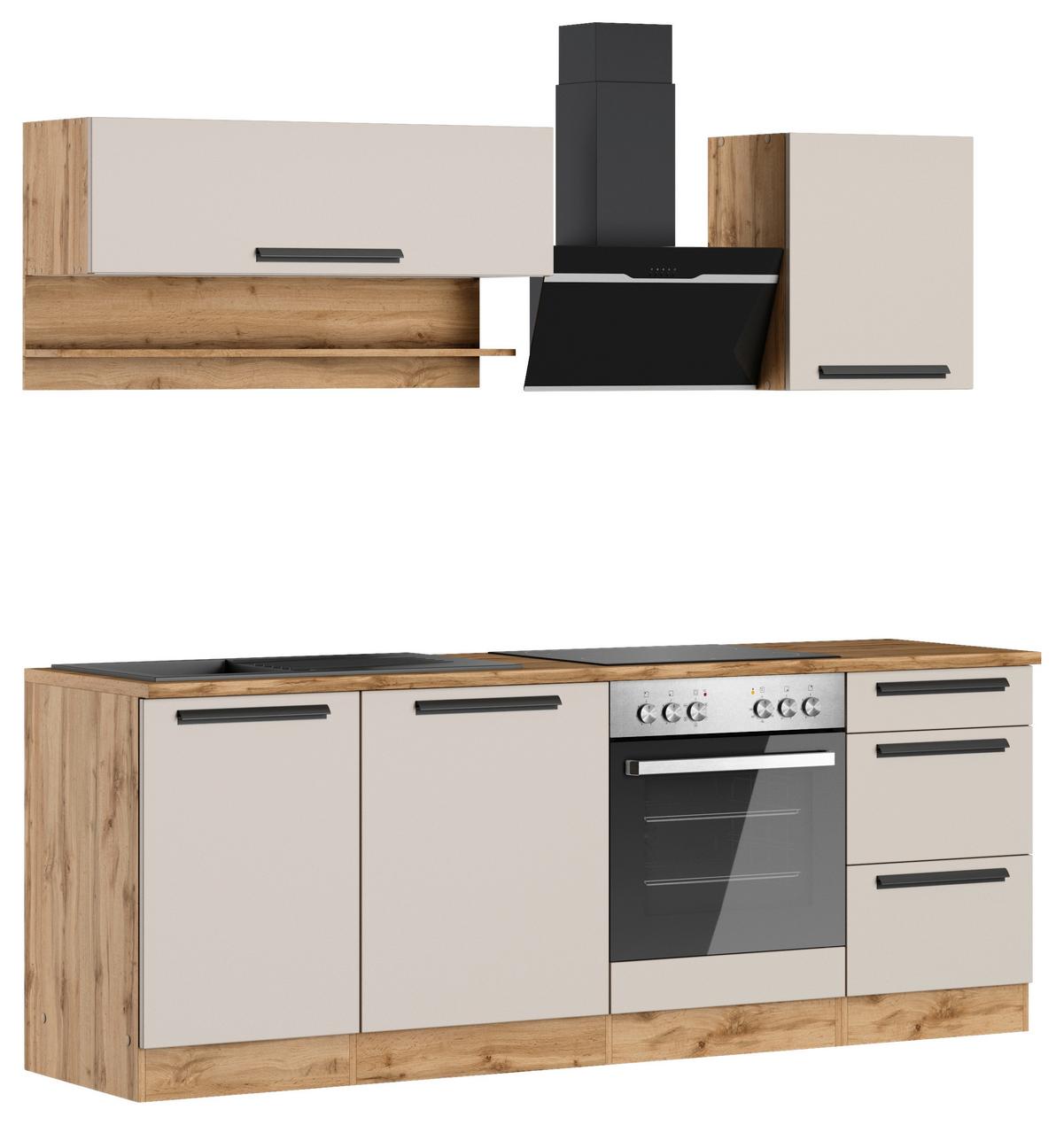 Küchenblock Aveiro Kaschmir/Eiche Wotan B: 220cm - Kaschmir/Eiche Wotan, Trend, Holzwerkstoff (220cm) - Held
