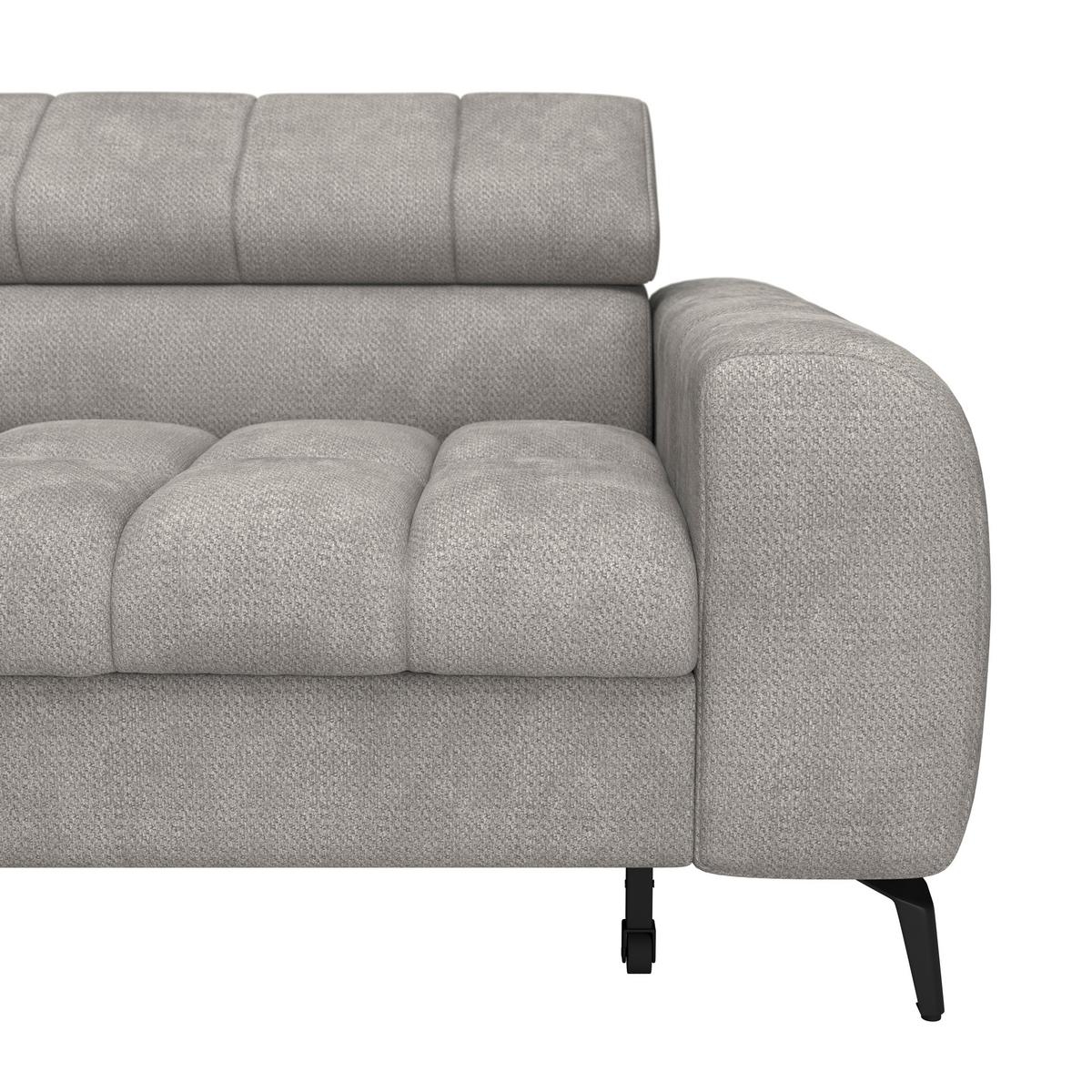 Ecksofa Volf Links New Hellgr. mit Schlaffunktion, 203x261 cm - Hellgrau/Schwarz, Trend, Textil (203/261cm)