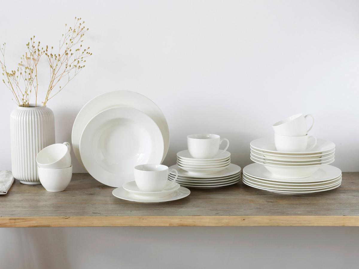 Kombinovaný servis biela 30- dielny - krémová, Basics, keramika - Creatable