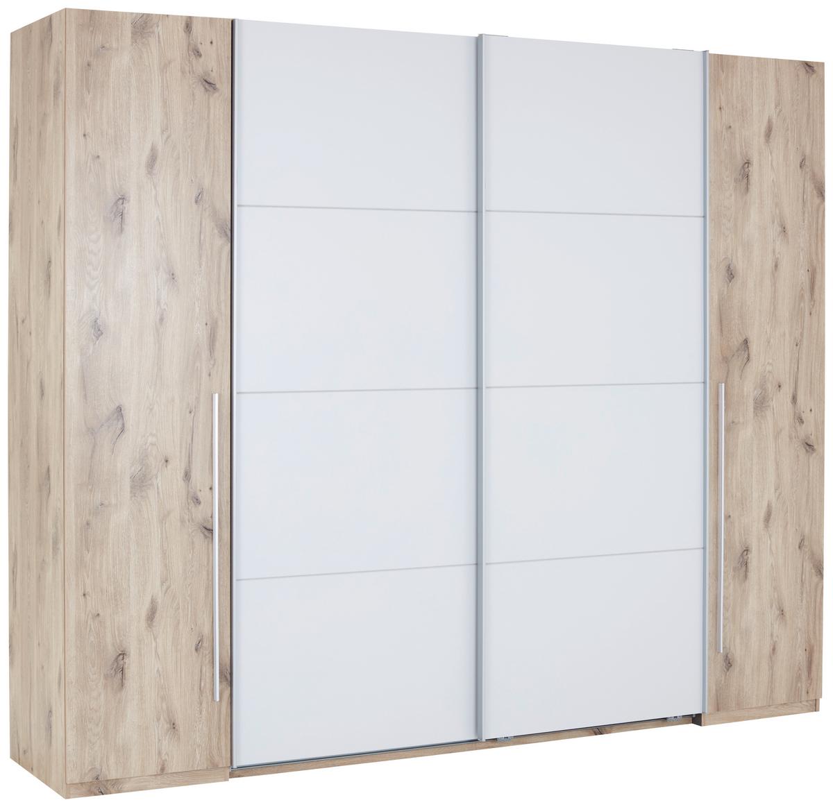 Schwebetürenschrank B: 266,9 Cm Match Oak Dekor - Eichefarben/Hellgrau, MODERN, Holzwerkstoff (266,9/225,5/60,3cm)