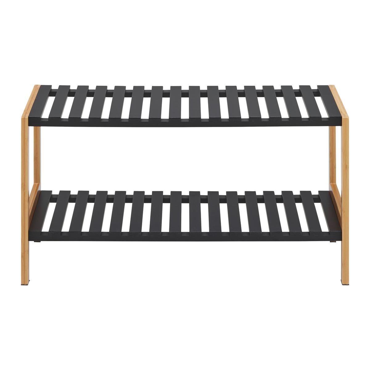 REGÁL NA BOTY ELSA - černá/přírodní barvy, Moderní, kompozitní dřevo/přírodní materiály (70/36/30cm) - Mömax