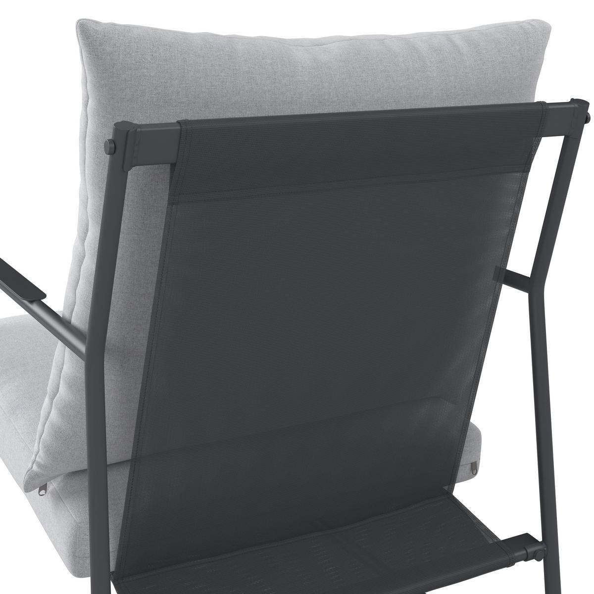 Loungegarnitur Nizza - Dunkelgrau/Hellgrau, MODERN, Textil/Metall (114/75/70cm) - Beldano