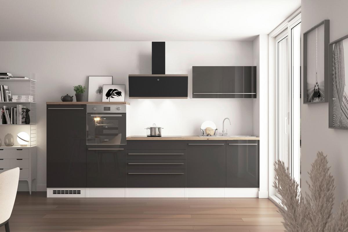 Küchenblock Gabriel Grau B: 320 Cm - Wildeiche/Weiß, Design, Holzwerkstoff (320cm) - Respekta