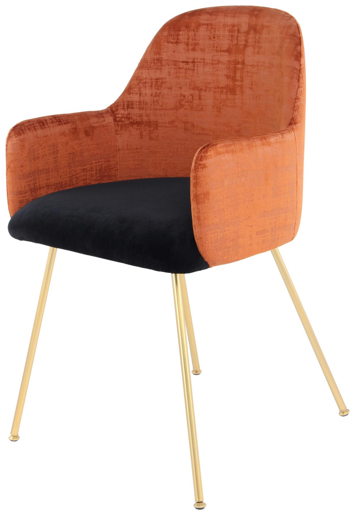 Armlehnstuhl Richard 525 Terra/Scharz - Goldfarben, Design, Holz/Kunststoff (53cm) - Kayoom