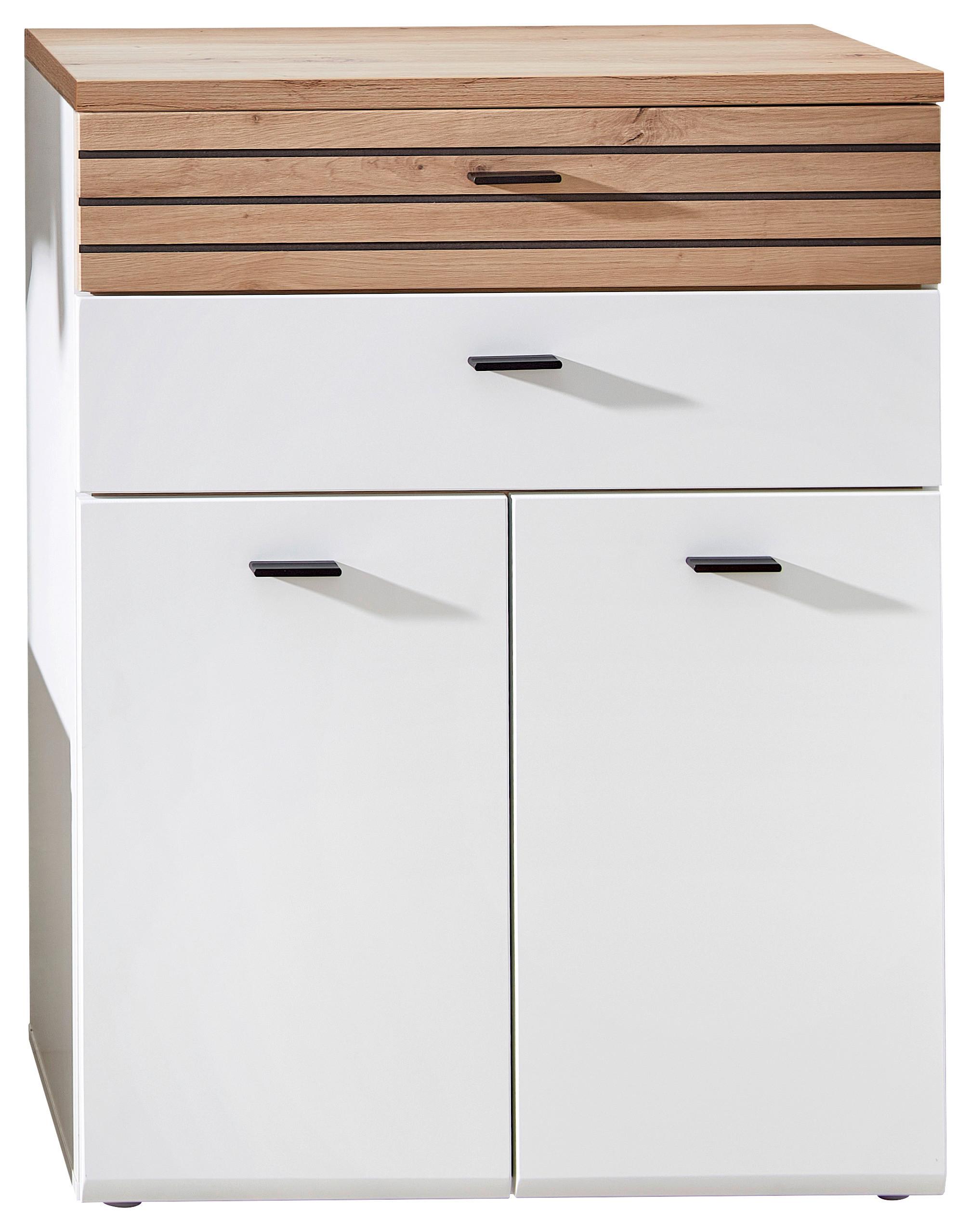 Schuhschrank Fresno Weiß/eiche Artisan, B: 80 Cm - Schwarz/Weiß, Design, Holzwerkstoff (80/106/40cm) - Livetastic
