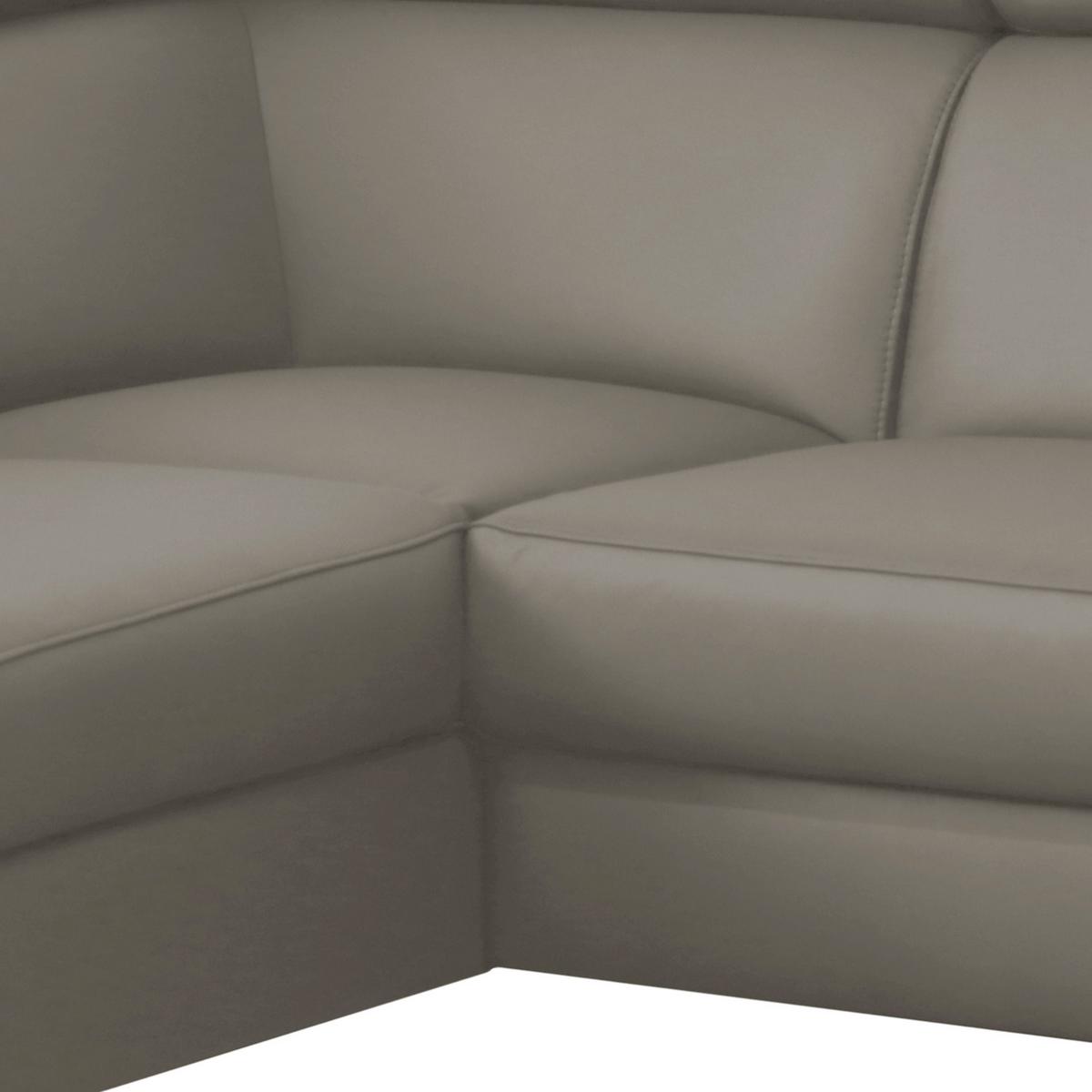 Ecksofa Lince Teilleder Schlammfarben 197x257 - Chromfarben/Schlammfarben, Design, Leder/Textil (197/257cm) - Livetastic