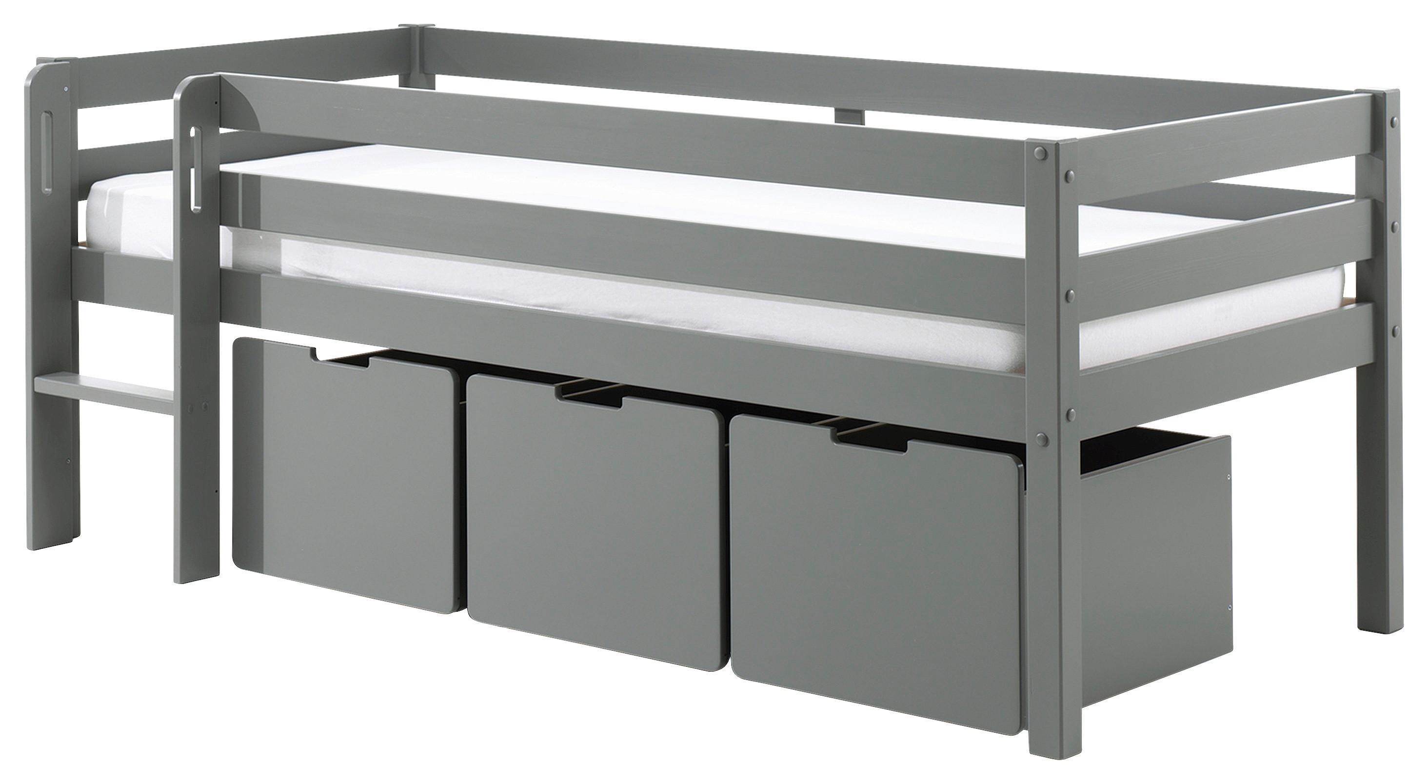 Hochbett Pino Grau Inkl. Bettladen 90x200 Cm - Grau, MODERN, Holz/Holzwerkstoff (90/200cm) - MID.YOU