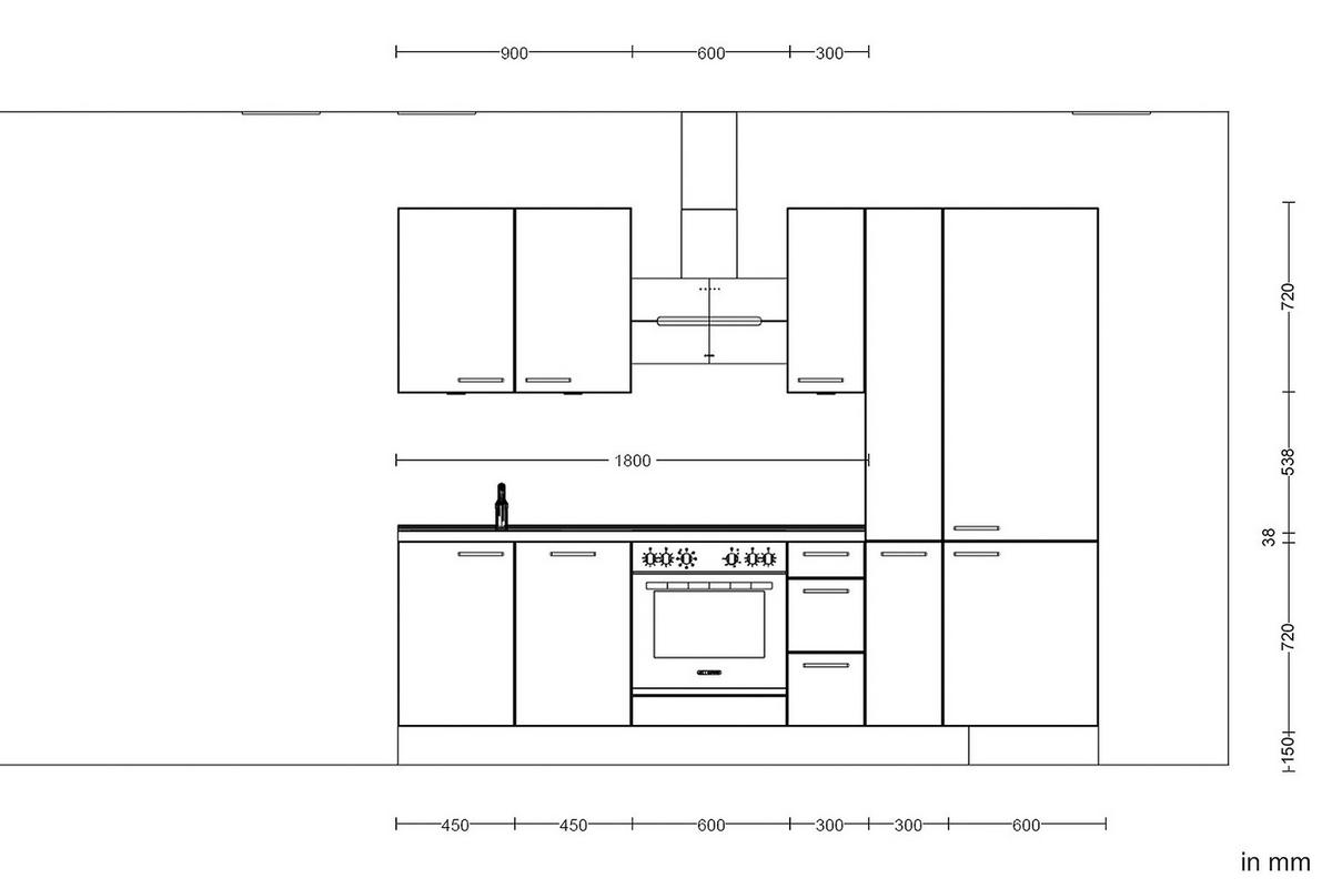 Kuchynská linka 270CM biely betón/ bridlicová šedá - biela/farba ušľachtilej ocele, Modern, kov/kompozitné drevo (270cm) - Nobilia