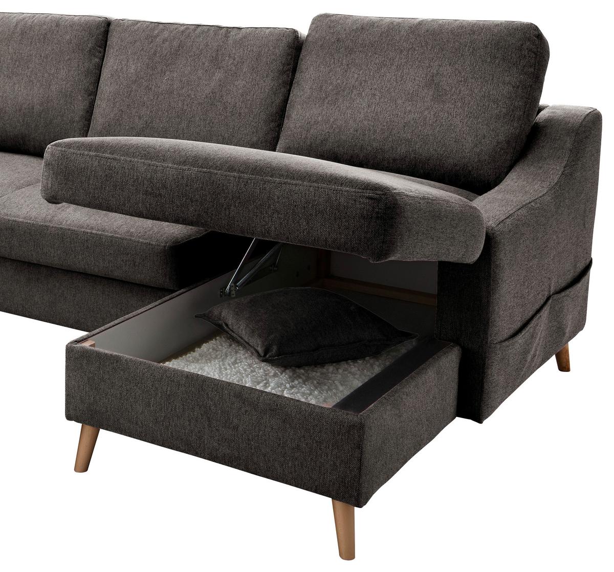 Wohnlandschaft Valentina Mit Schlaffunktion Braun - Braun/Naturfarben, KONVENTIONELL, Textil (200/301/150cm) - P & B