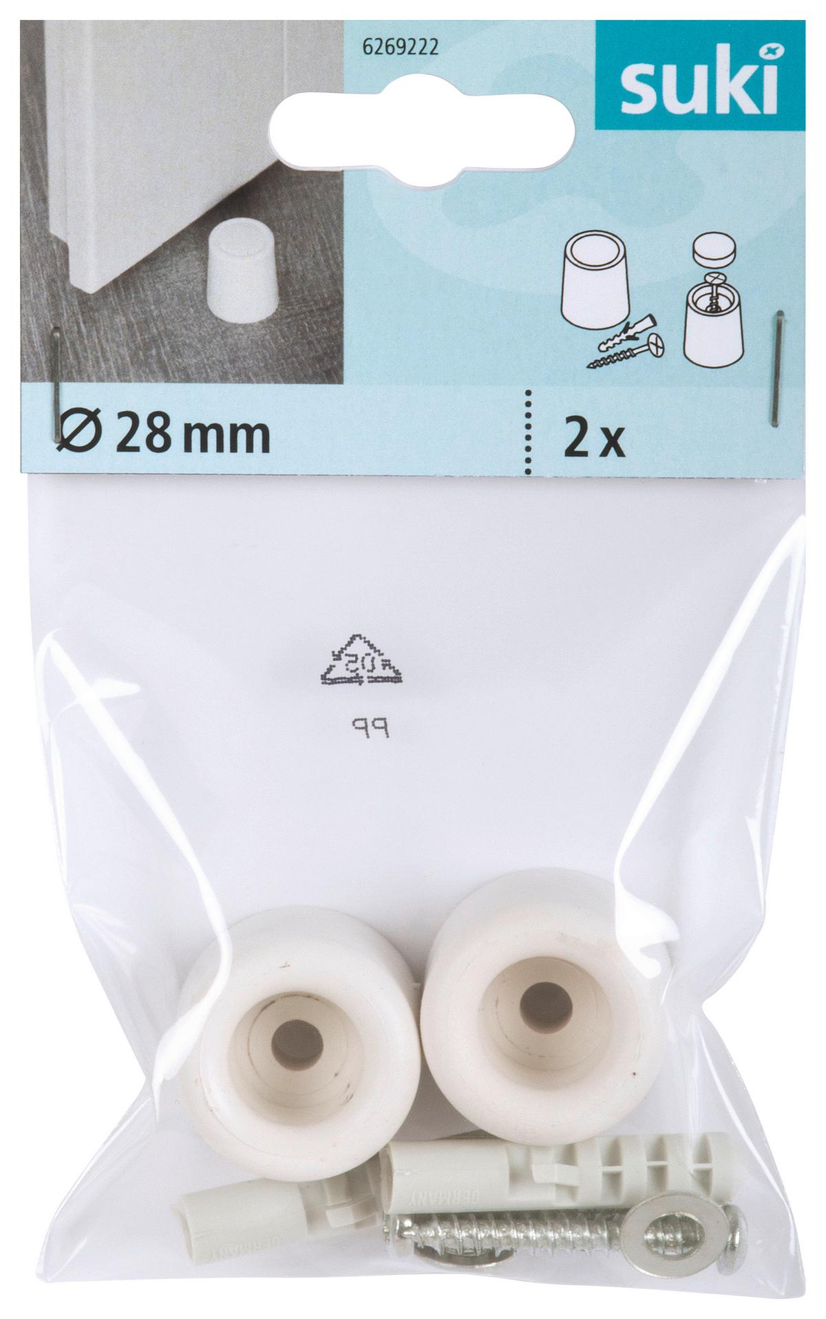 Ajtóütköző 28mm 2db - fehér, műanyag (2,8/2,5cm) - Suki