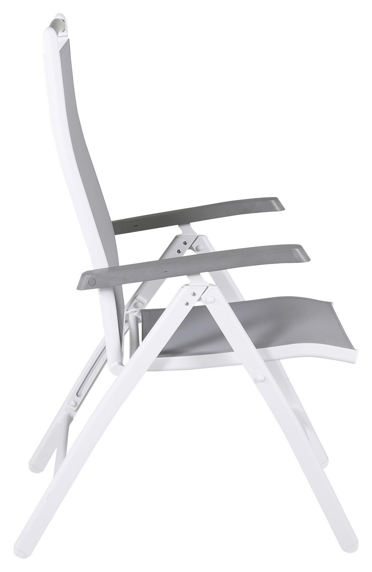 Gartensessel-set 2-tlg. Klappbar Albany Metall - Weiß/Grau, KONVENTIONELL, Metall (60/110/60cm) - Gardenson