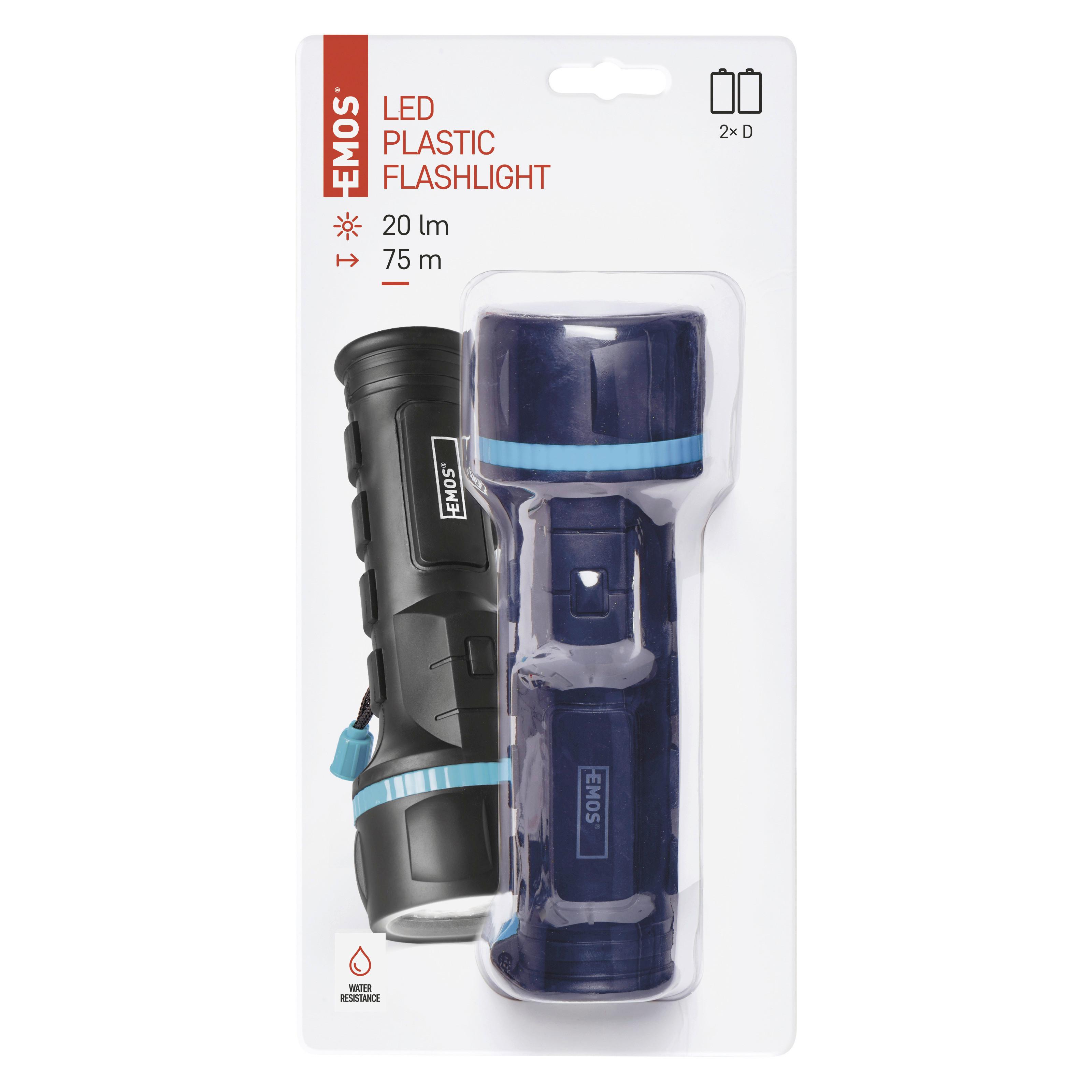 Elemlámpa Led 20 Lumen - fekete, műanyag (6,8/19cm)