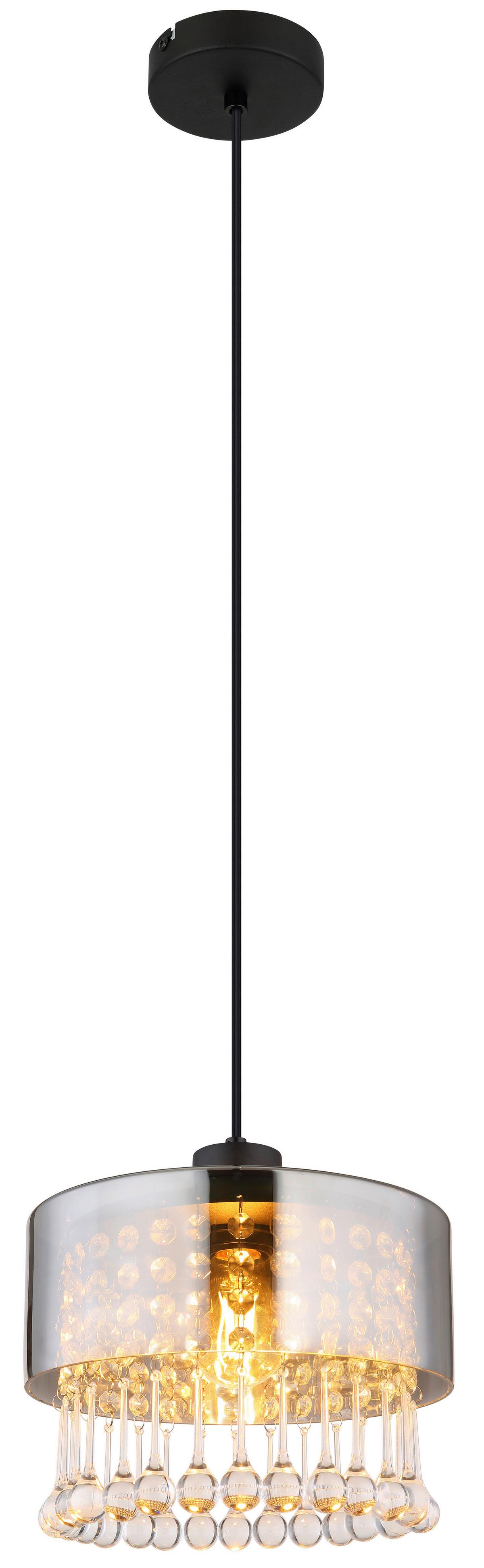 Függőlámpa 15884h1 - fekete/átlátszó, Konventionell, műanyag/Üveg (25/120cm) - Globo