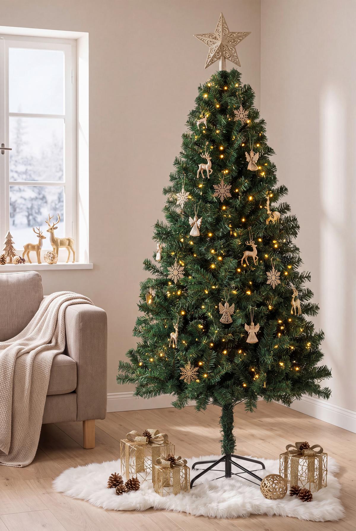 WEIHNACHTSBAUM Josh - Schwarz/Grün, KONVENTIONELL, Kunststoff/Metall (180cm) - Luca Bessoni
