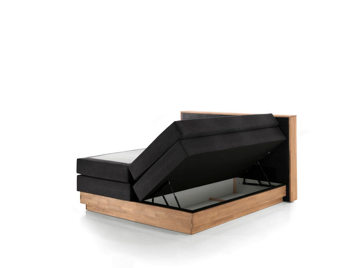 Boxspringbett mit Topper & Bettkasten 160x200 Moneta - Eichefarben/Dunkelgrau, MODERN, Holz/Textil (160/200cm) - MID.YOU