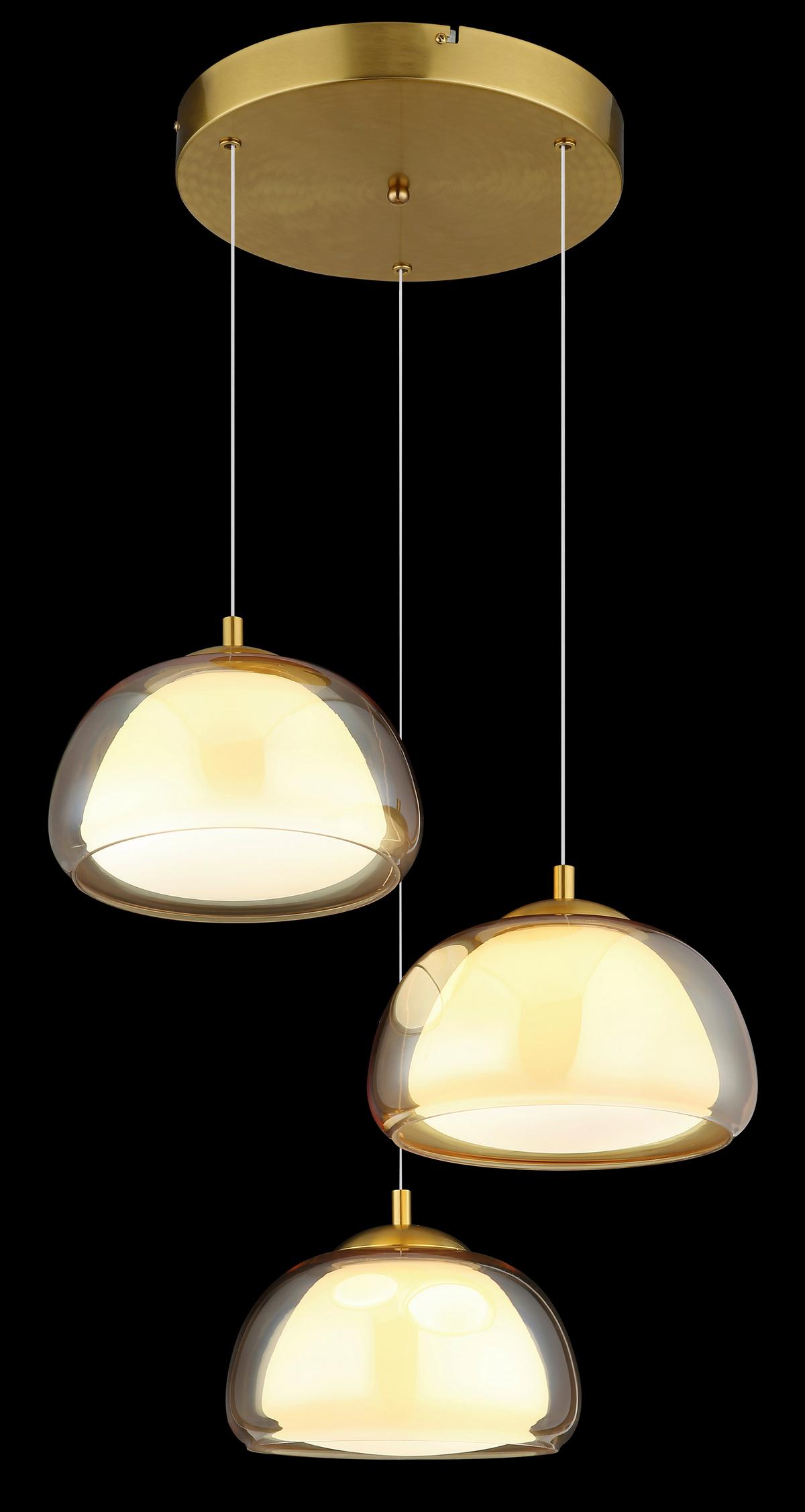 Hängeleuchte Avila Opal-/Farbglas ca. 50c150 cm - Transparent/Goldfarben, Design, Glas/Kunststoff (50/150cm) - Globo