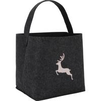 Nákupná taška HIRSCH čierna 39x40x34 cm - antracitová, Romantik / Landhaus, textil (39/40/34cm) - Bessagi Home
