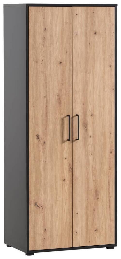 Aktenschrank Aino H650 2t - Schwarz/Eiche Artisan, MODERN, Holzwerkstoff (65,1/163,6/41cm) - MID.YOU