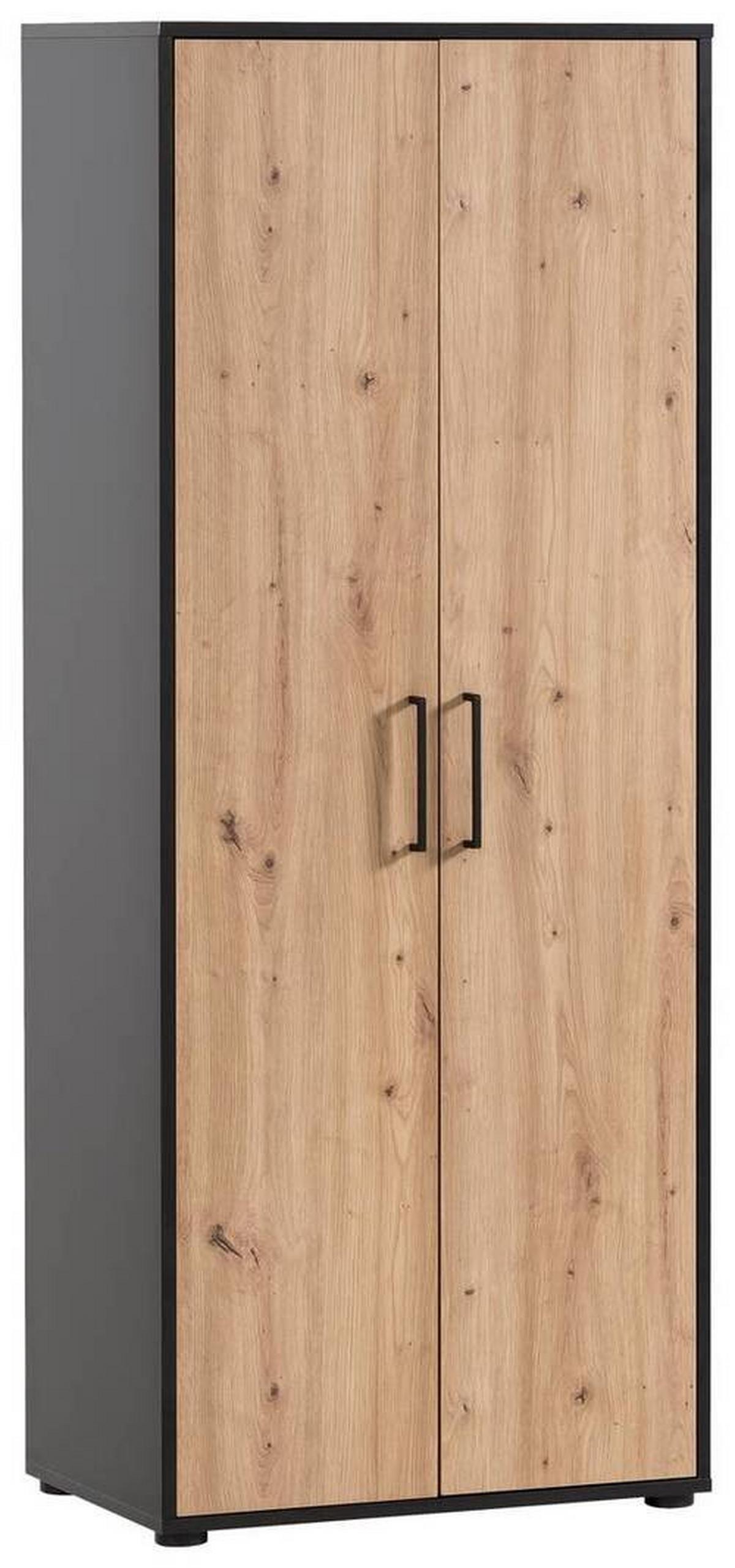 Aktenschrank Aino H650 2t - Schwarz/Eiche Artisan, MODERN, Holzwerkstoff (65,1/163,6/41cm) - MID.YOU