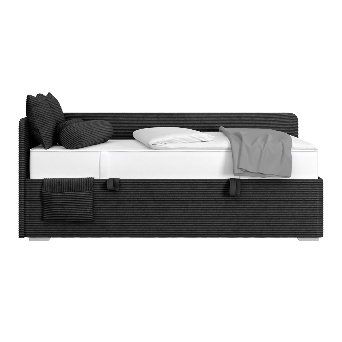 Kárpitozott Ágy Remi  90/200cm - grafitszürke/ezüstszínű, Modern, textil/fa (90/200cm)