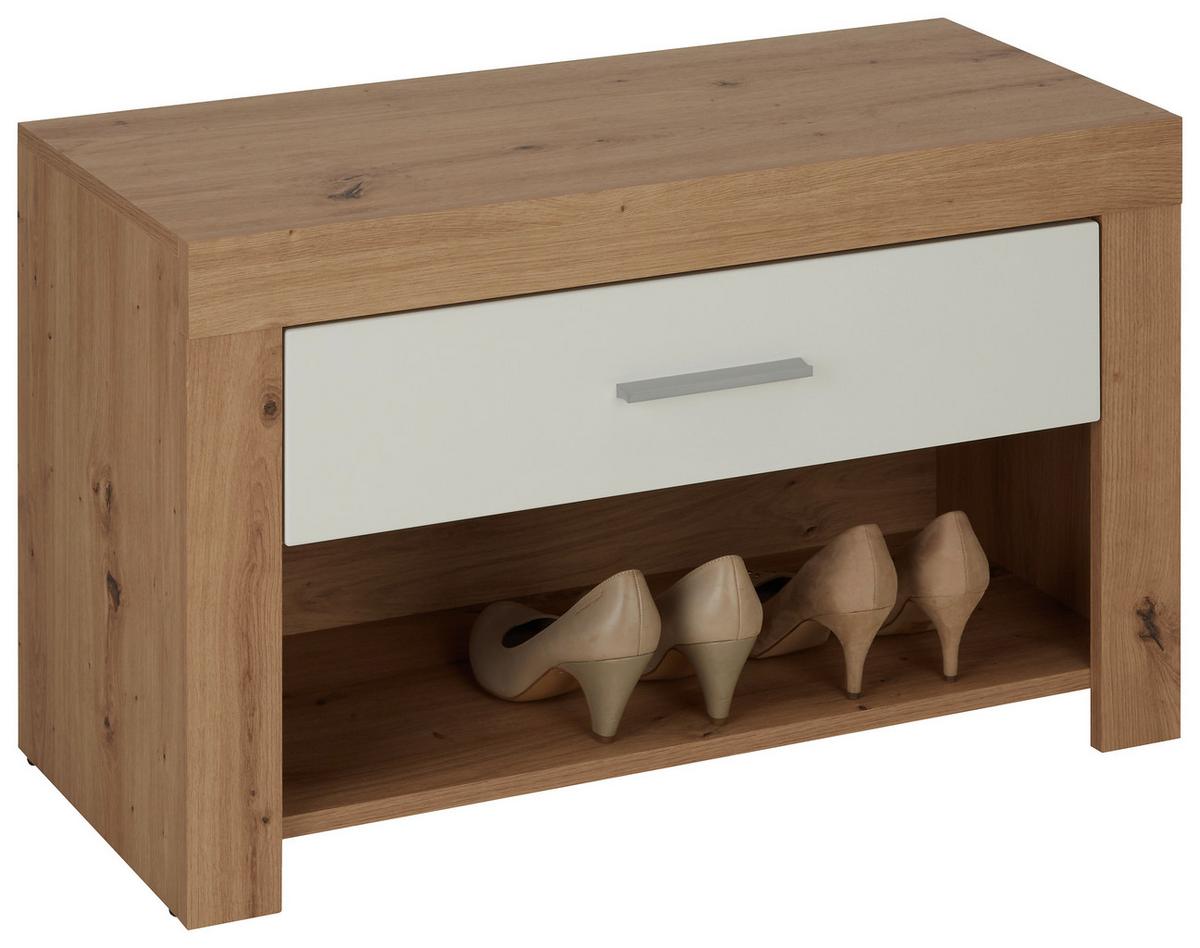 ŠATNÍ LAVICE MALTA - bílá/barvy dubu, Konvenční, kompozitní dřevo/plast (80/50/36cm) - Mömax