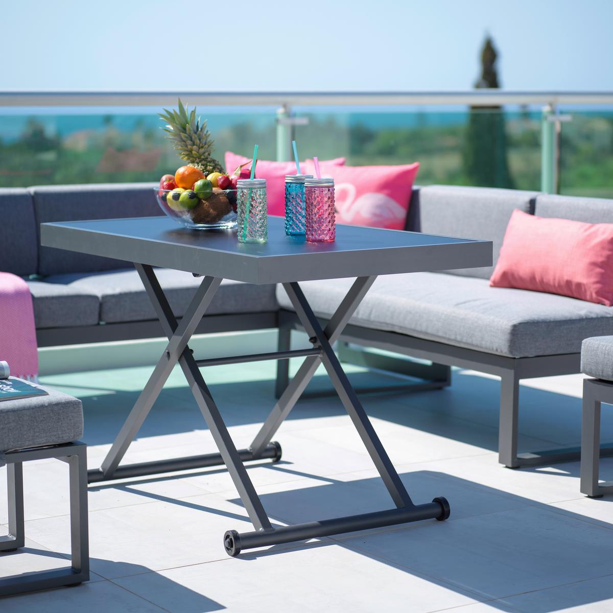 TERASOVÁ SEDACÍ SOUPRAVA MOSKAU 1 - šedá/antracitová, Moderní, kov/textil (200/213/62cm) - Mömax