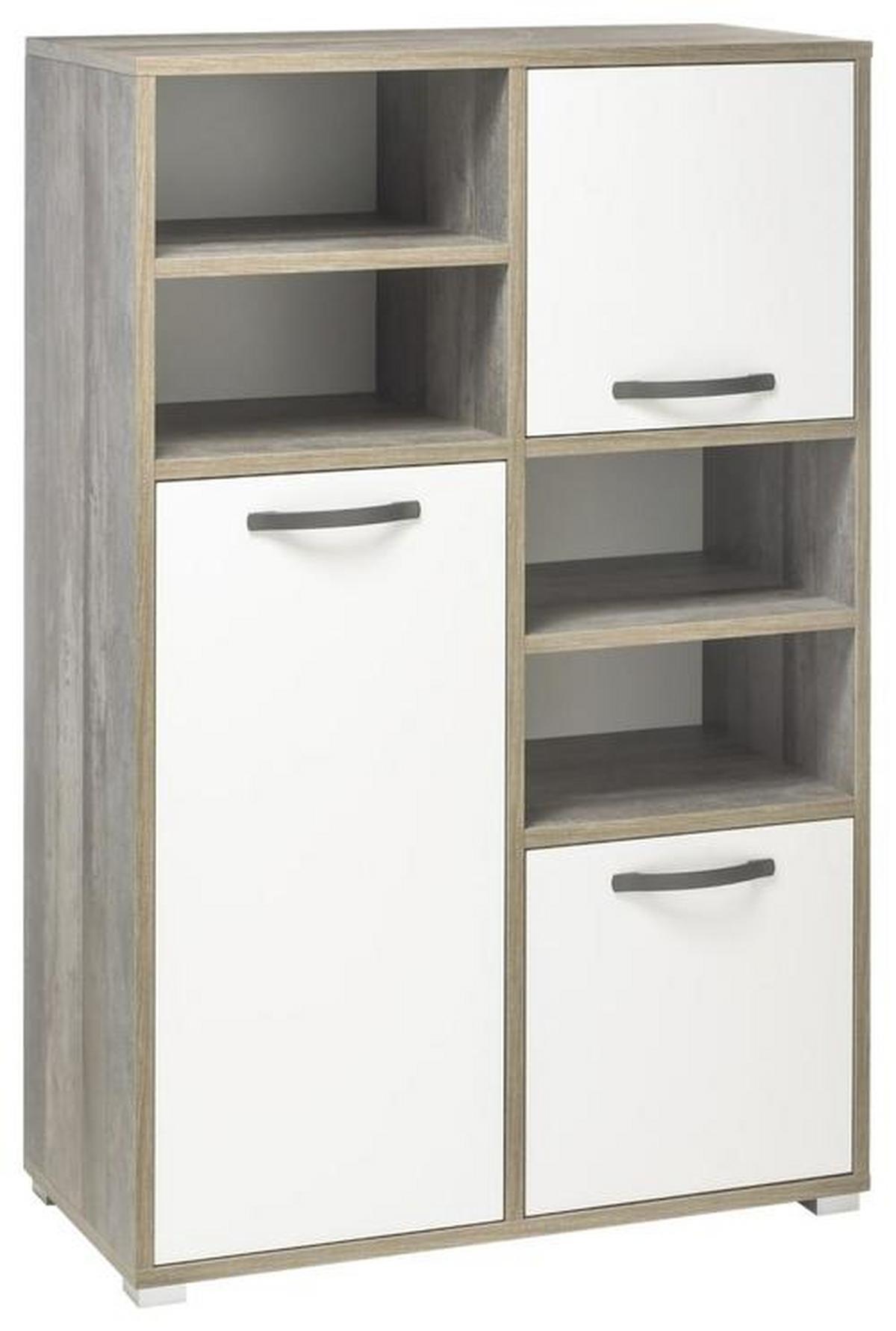 Vysoká komoda MOON - hnedá/sivá, Modern, kompozitné drevo/plast (95/146/46cm) - MID.YOU