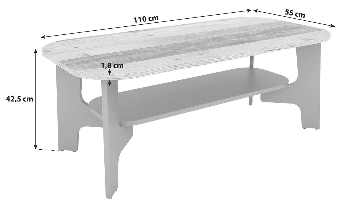 Couchtisch Jonny Graphitfarben/alteiche Dekor - Alteiche/Graphitfarben, KONVENTIONELL, Holzwerkstoff (110/55/42,5cm) - MID.YOU
