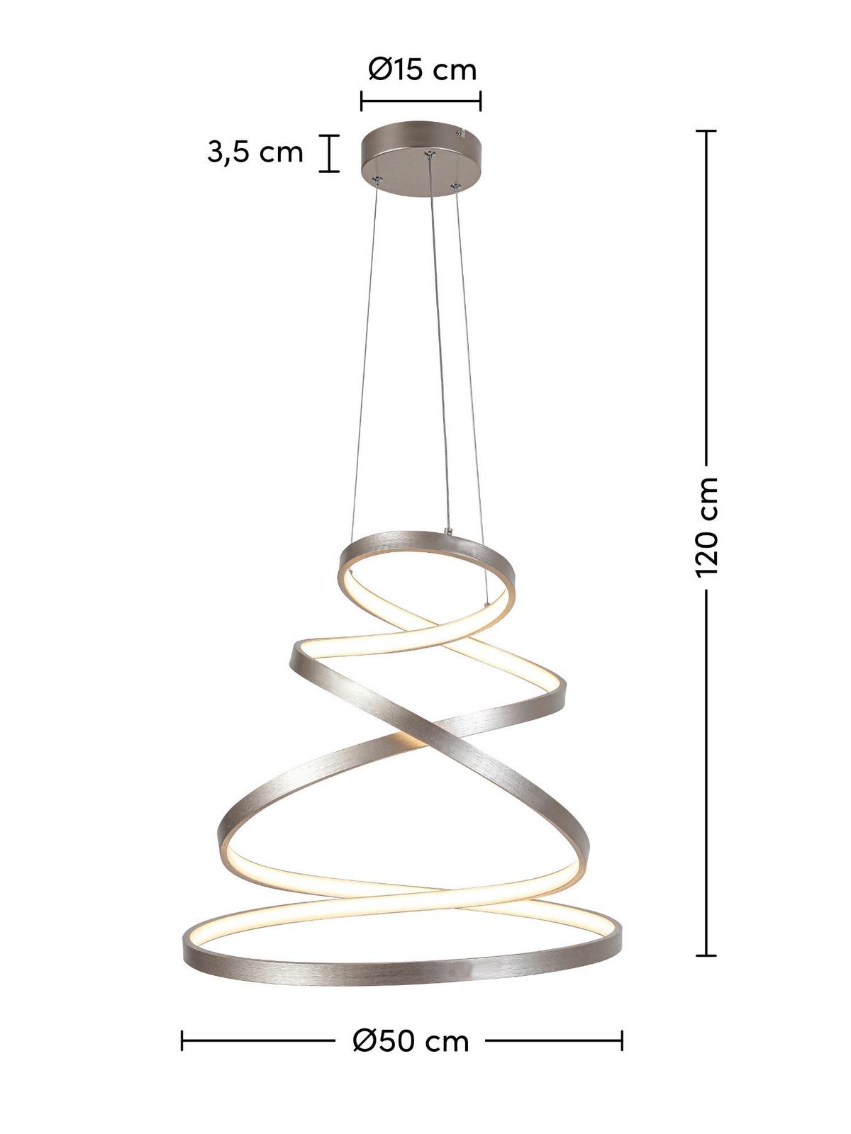 LED-Hängeleuchte Chantal - Champagner, Basics, Kunststoff/Metall (50/120cm) - Luca Bessoni