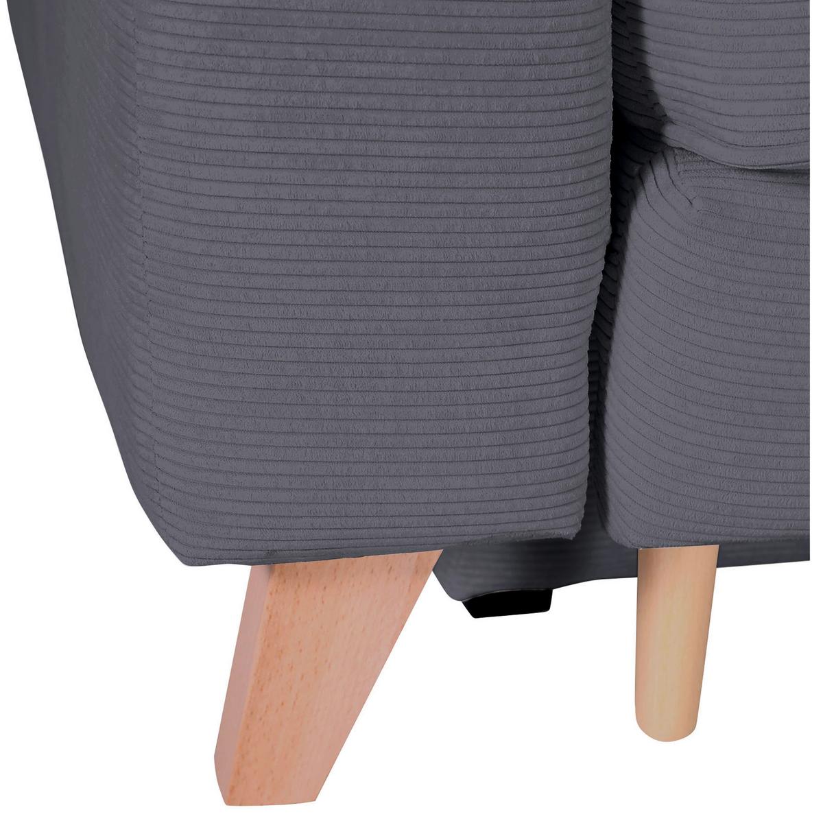 Ecksofa Rimini Dunkelgrau S: 271x165 cm - Dunkelgrau/Buchefarben, Design, Textil (271/165cm) - MID.YOU