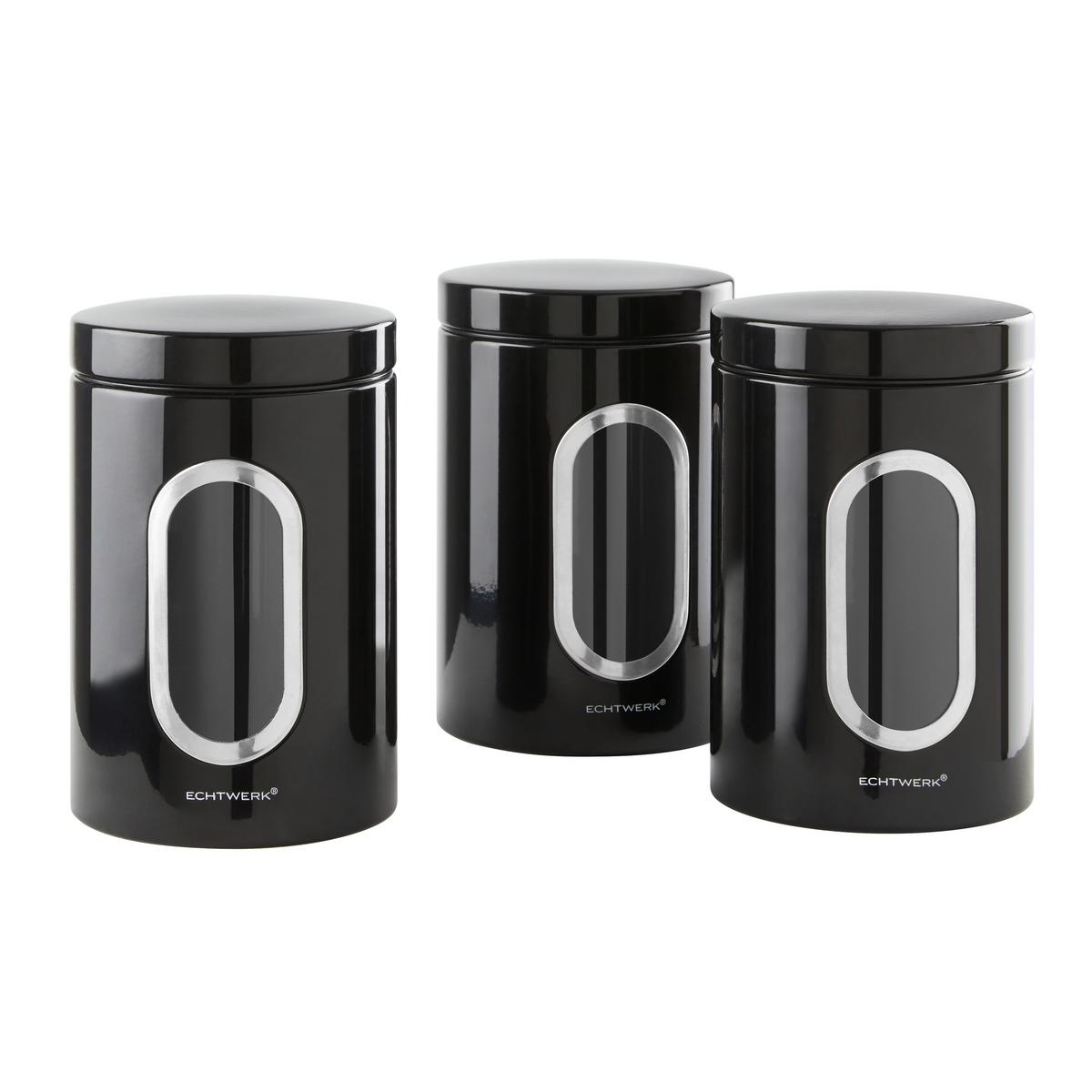 Vorratsdosen 3er-Set Auslaufsicher - Schwarz, Trend, Metall (11/17,5cm) - Echtwerk