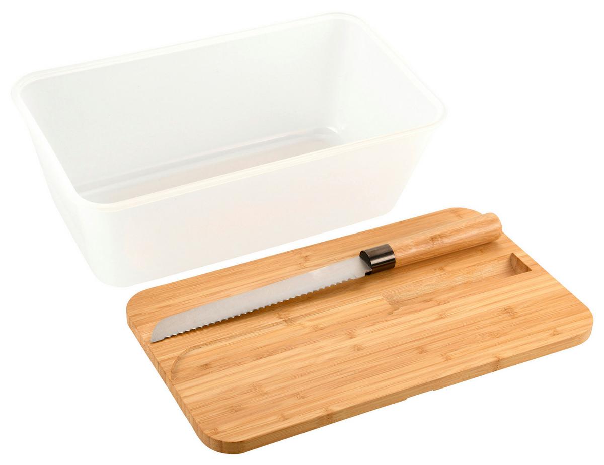 Brotbox Transparent mit Messer - Hellbraun/Transparent, Basics, Holz/Kunststoff (34,8/20/15,5cm) - Kesper