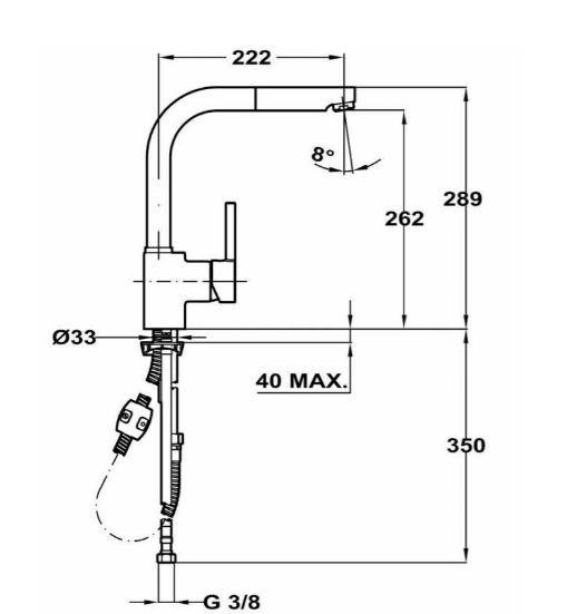 Granitová batéria TEKA ARK 938 TG - čierna, Design, kov/kameň (28,9cm) - Teka
