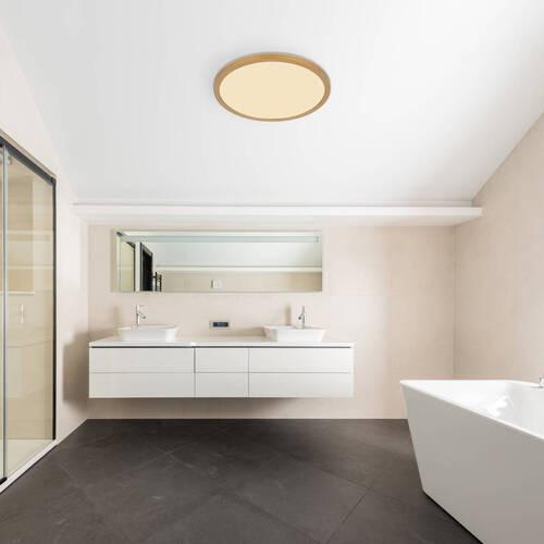 LED-Deckenleuchte 41562-24mm - Messingfarben/Opal, KONVENTIONELL, Kunststoff (42/2,5cm) - Globo