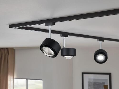 Schienensystem Urail Strahler 96927 Schwarz Matt, Warmweiß - Chromfarben/Schwarz, Design, Kunststoff/Metall (17cm) - Paulmann