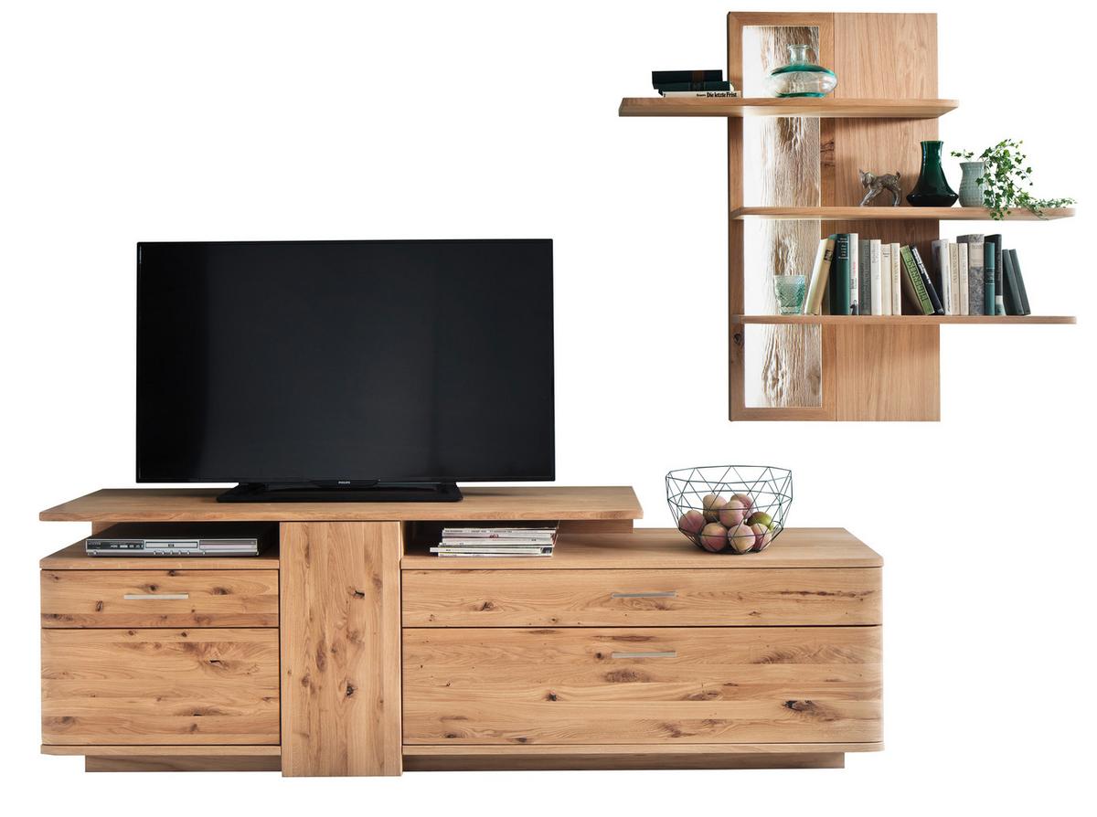 Wohnwand Santori Eiche Teilmassiv - Eichefarben, Design, Holz/Holzwerkstoff (280/200/45cm) - Livetastic