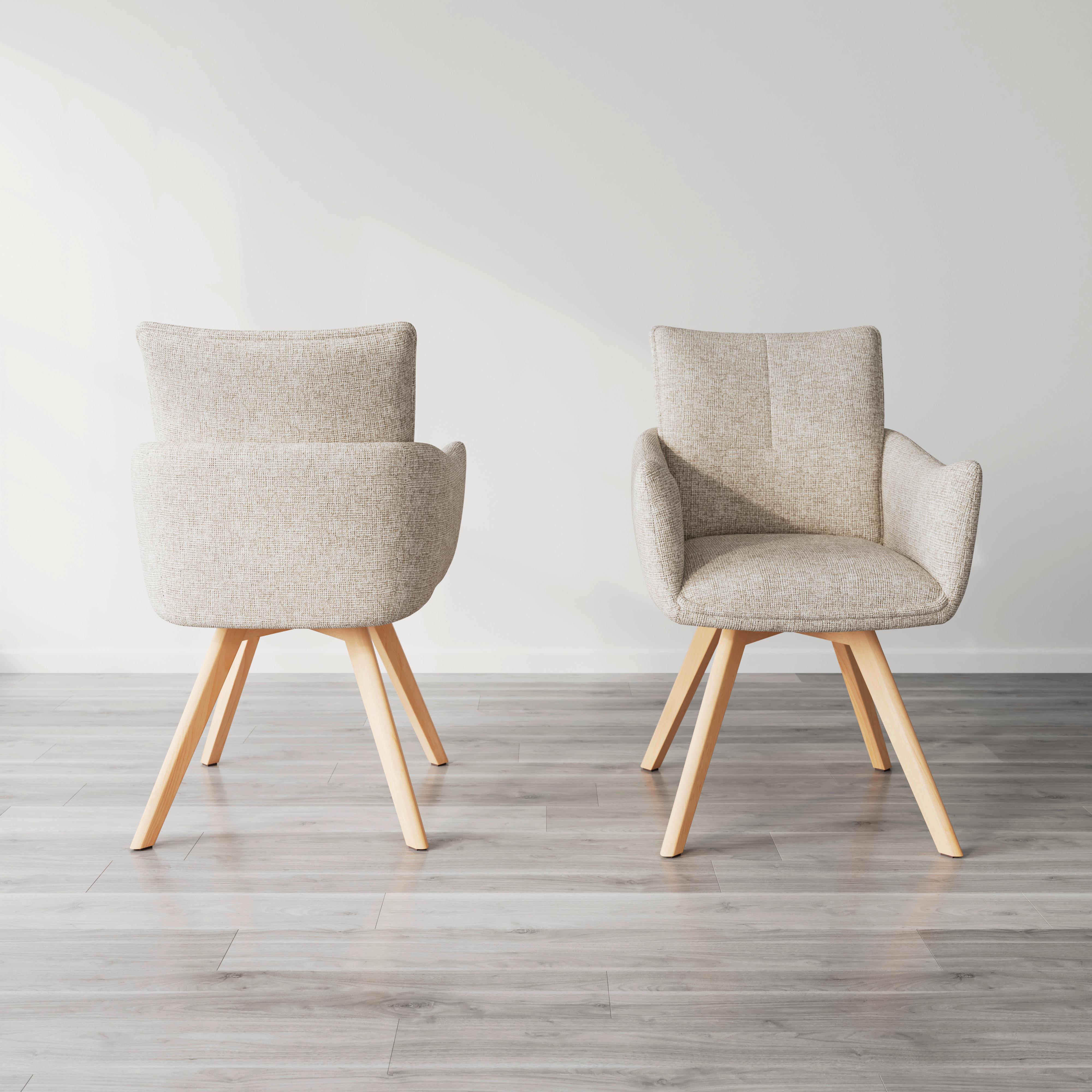 STOLIČKA S PODRÚČKAMI TERESA - prírodná farba/svetlosivá, Modern, kov/drevo (60/92,5/61cm) - Bessagi Home