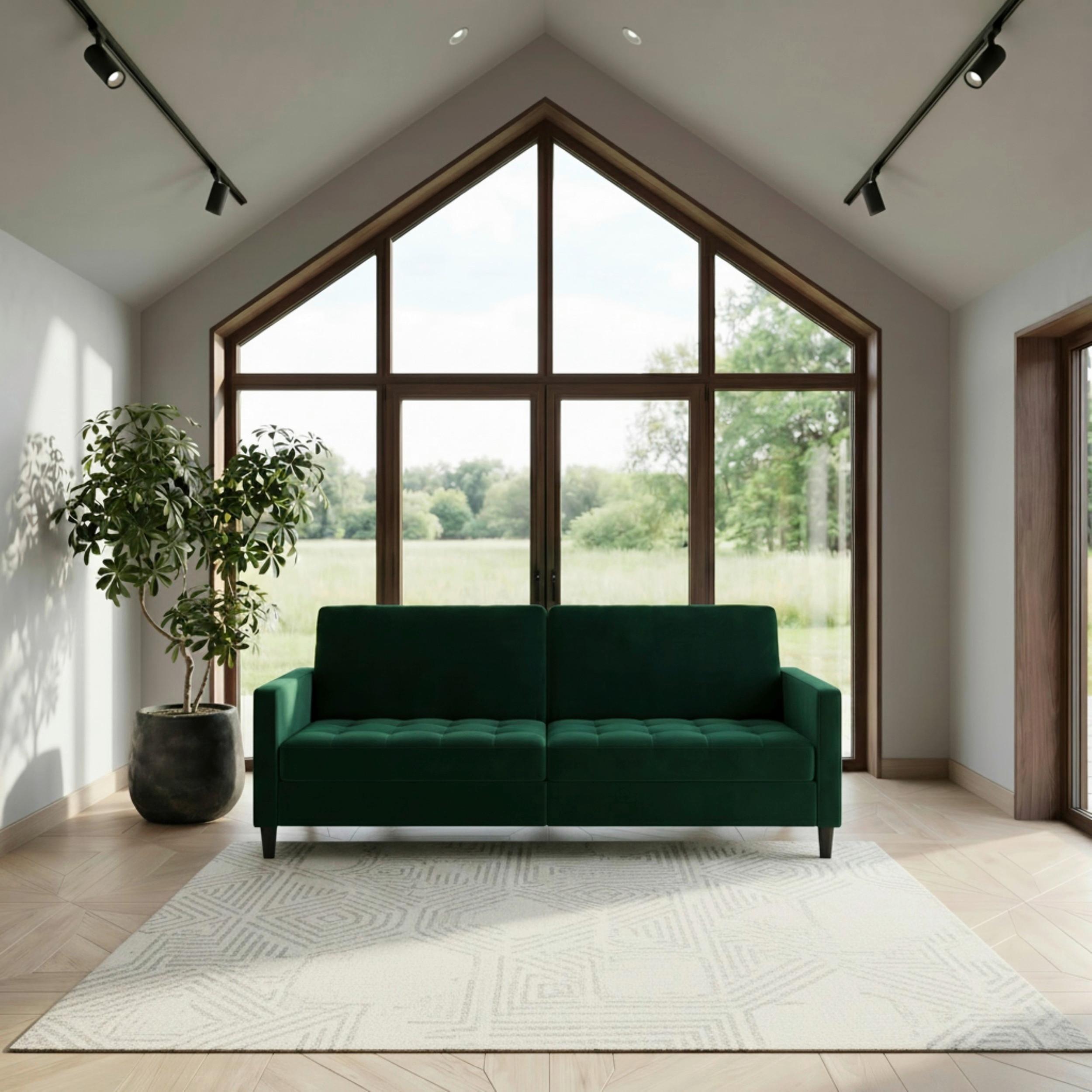 Schlafsofa Palermo Dunkelgrün, mit Schlaffunktion - Dunkelgrün/Schwarz, Basics, Textil (207/86/86cm) - Livetastic