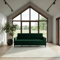 Schlafsofa Palermo Dunkelgrün, mit Schlaffunktion - Dunkelgrün/Schwarz, Basics, Textil (207/86/86cm) - Livetastic
